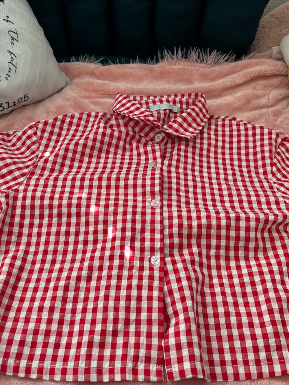Kids Red & White Gingham Button-Up Shirt